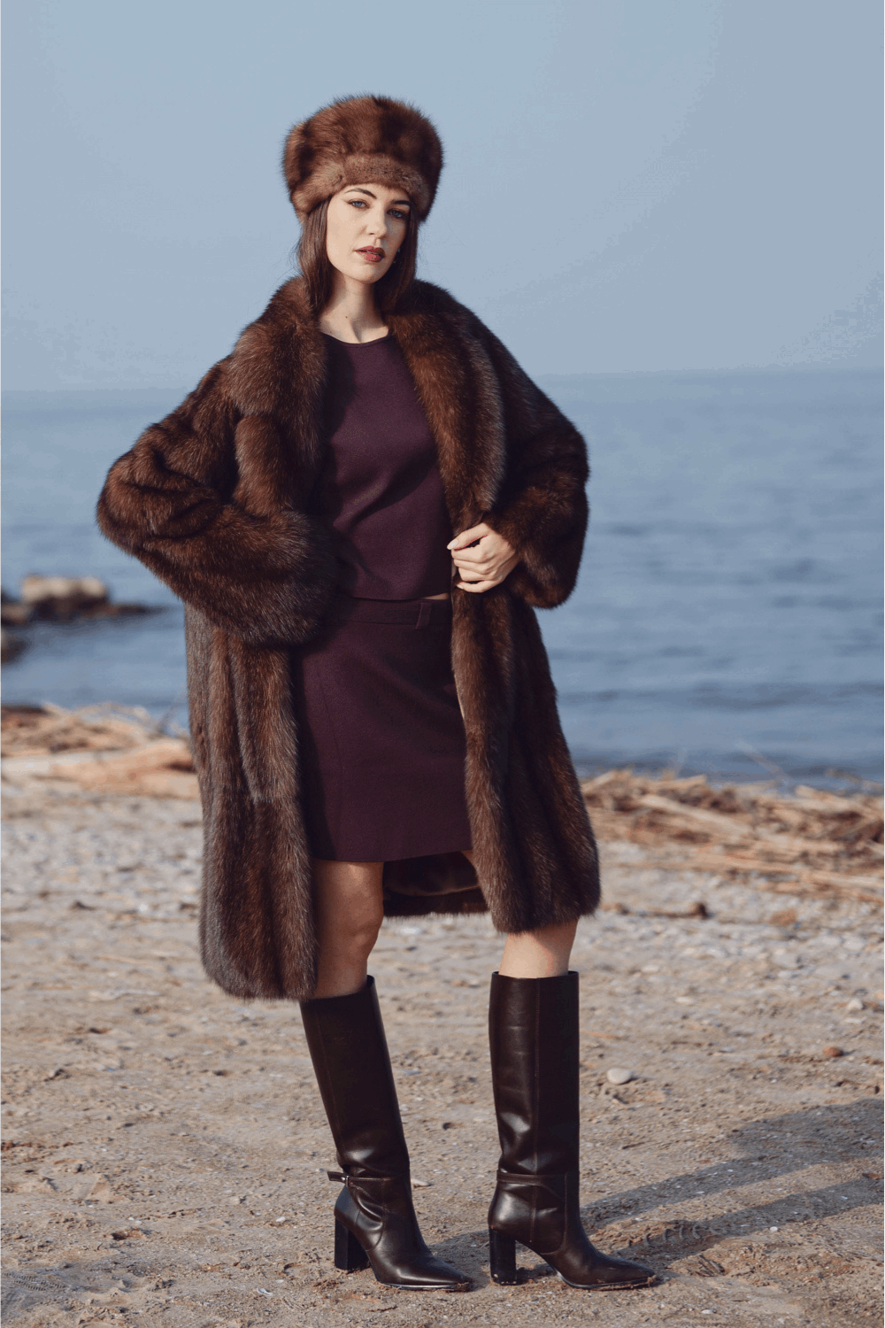 Sable fur coat | 100 cm