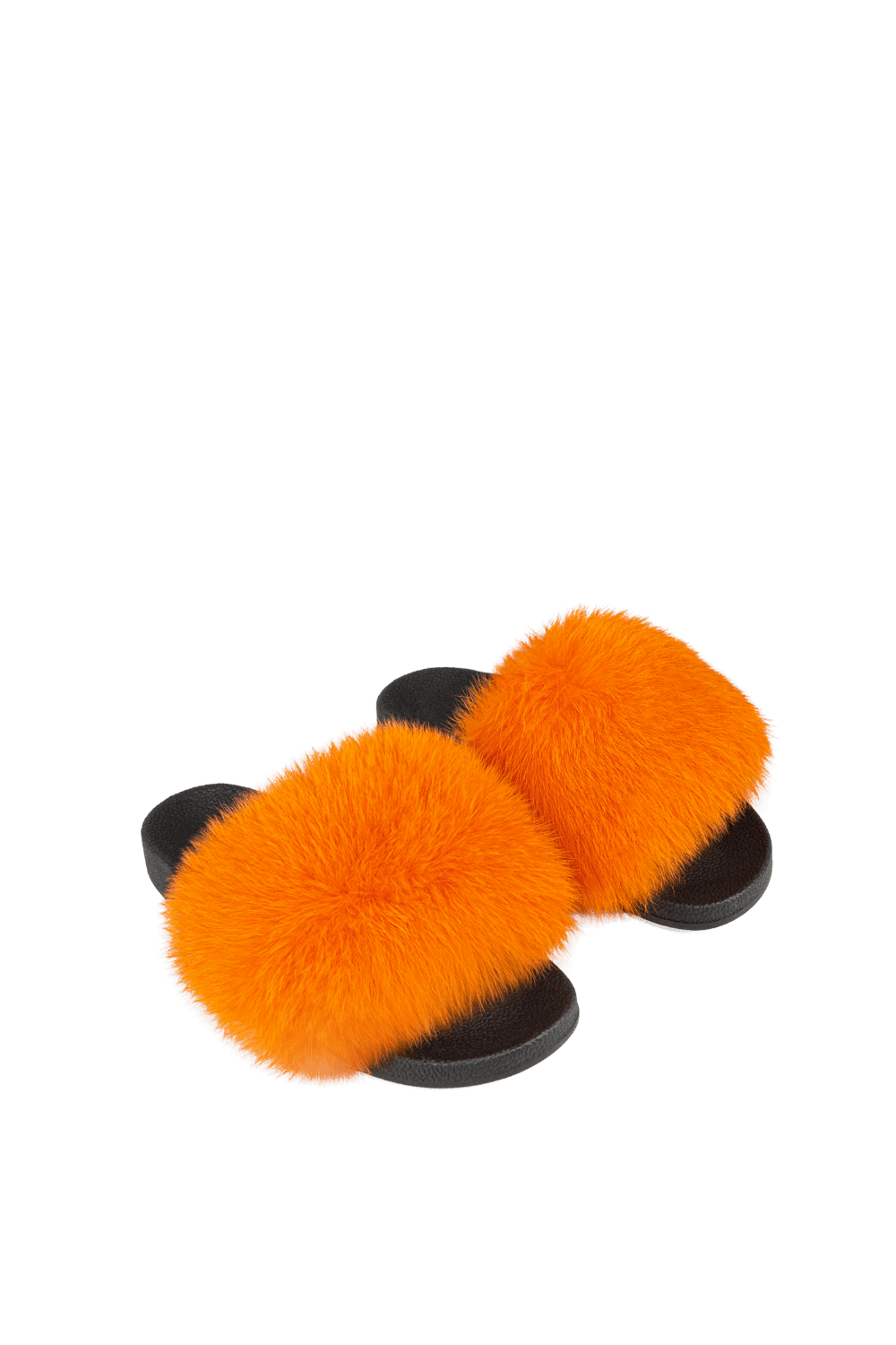 Orange fox fur slippers