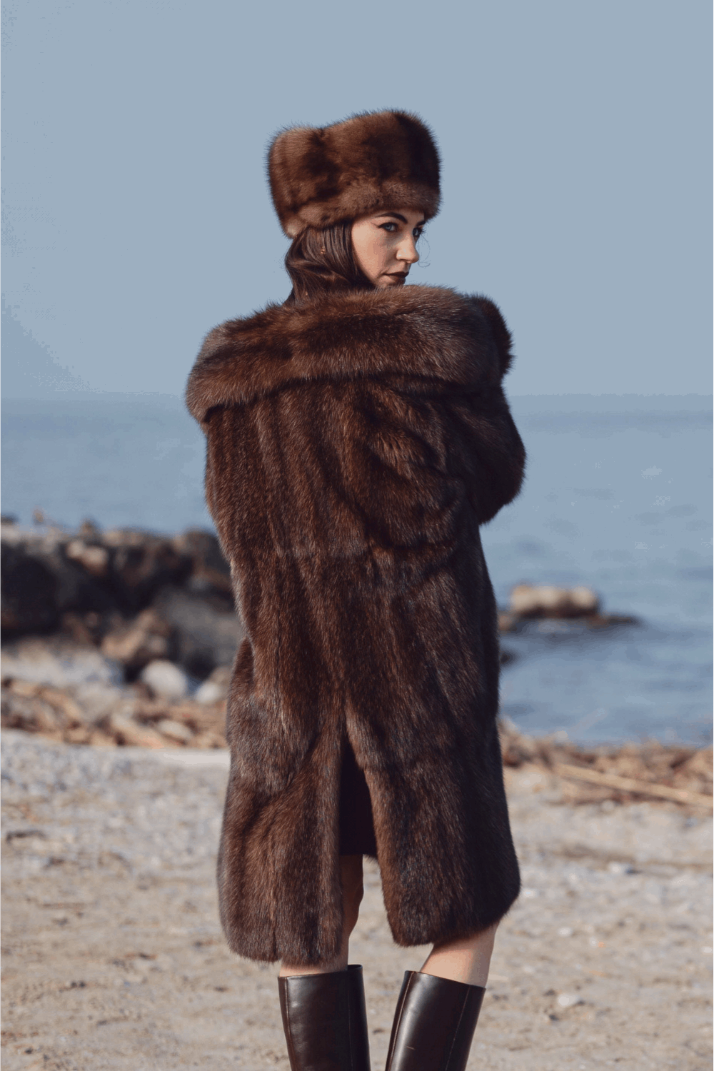 Sable fur coat | 100 cm